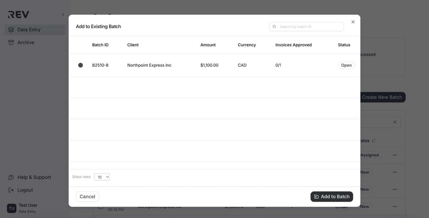 Confirm Add to Batch