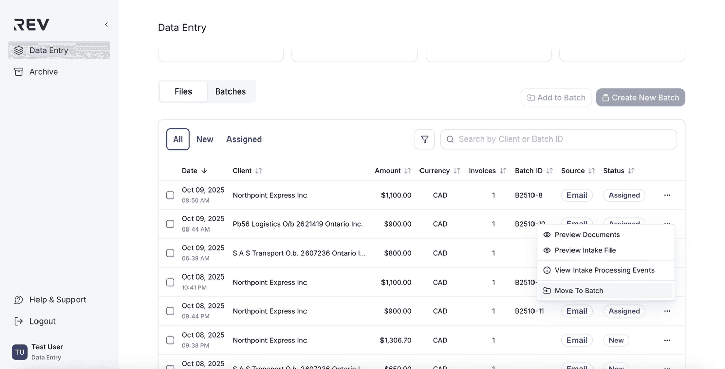 Move to Batch option