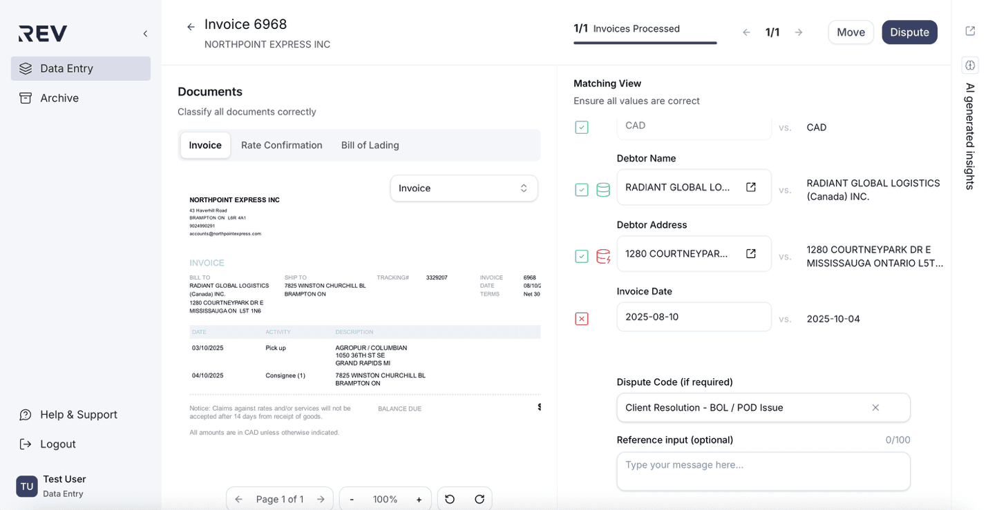 Dispute button applied