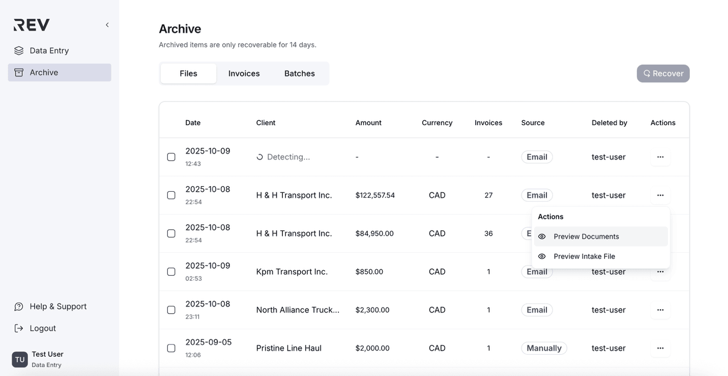 Preview Documents option