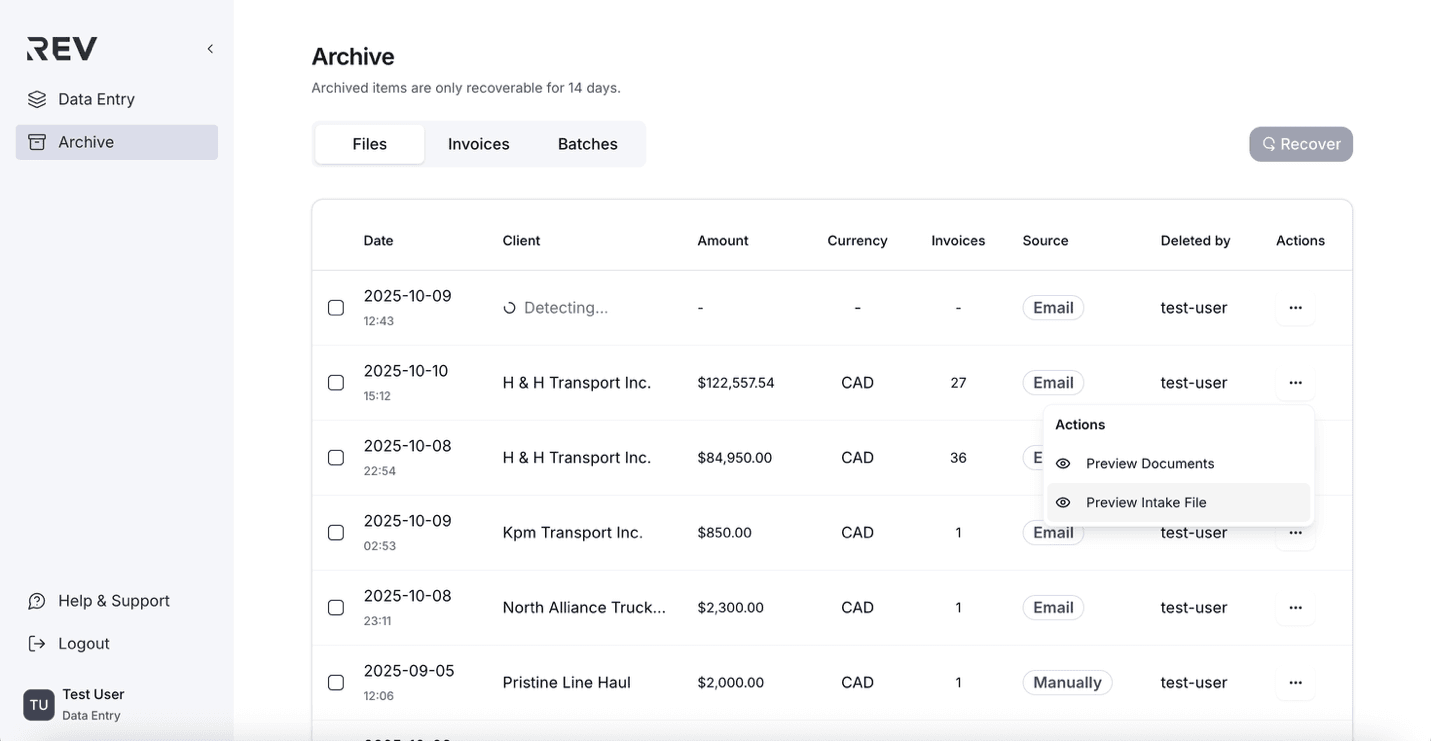 Preview Intake File option